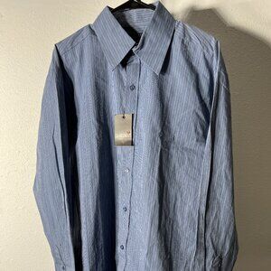 NWT U.S. Expedition Blue w Stripes 100% Cotton Long-Sleeve Button-Up SZ XL